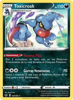 Carta Toxicroak de la expansión Espada y Escudo, número 124/202