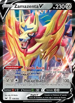 Carta Zamazenta V de la expansión Espada y Escudo, número 139/202
