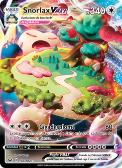 Carta Snorlax VMAX de la expansión Espada y Escudo, número 142/202