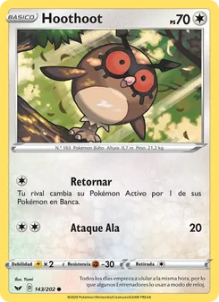 Carta Hoothoot de la expansión Espada y Escudo, número 143/202
