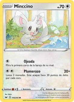 Carta Minccino de la expansión Espada y Escudo, número 145/202