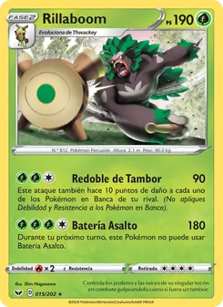 Carta Rillaboom de la expansión Espada y Escudo, número 15/202