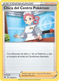 Carta Chica del Centro Pokémon de la expansión Espada y Escudo, número 176/202