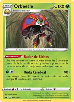 Carta Orbeetle de la expansión Espada y Escudo, número 19/202