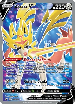 Carta Zacian V de la expansión Espada y Escudo, número 195/202