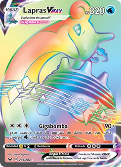 Carta Lapras VMAX de la expansión Espada y Escudo, número 203/202