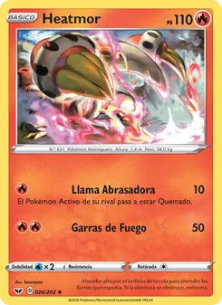 Carta Heatmor de la expansión Espada y Escudo, número 26/202