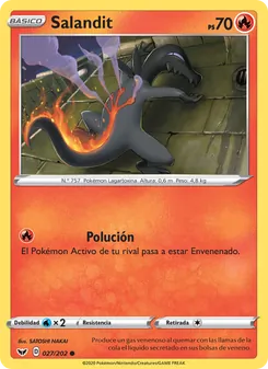 Carta Salandit de la expansión Espada y Escudo, número 27/202