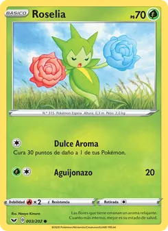 Carta Roselia de la expansión Espada y Escudo, número 3/202