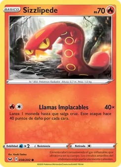 Carta Sizzlipede de la expansión Espada y Escudo, número 38/202