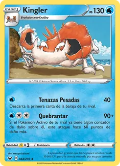 Carta Kingler de la expansión Espada y Escudo, número 44/202