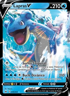 Carta Lapras V de la expansión Espada y Escudo, número 49/202