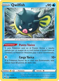 Carta Qwilfish de la expansión Espada y Escudo, número 51/202
