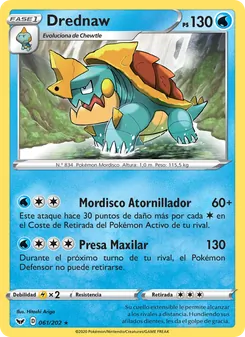 Carta Drednaw de la expansión Espada y Escudo, número 61/202