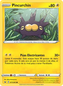 Carta Pincurchin de la expansión Espada y Escudo, número 77/202