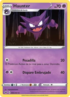 Carta Haunter de la expansión Espada y Escudo, número 84/202
