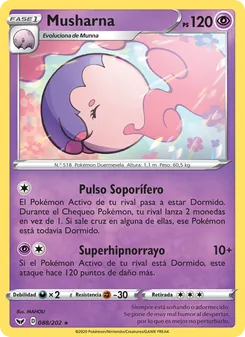 Carta Musharna de la expansión Espada y Escudo, número 88/202