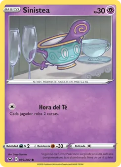 Carta Sinistea de la expansión Espada y Escudo, número 89/202