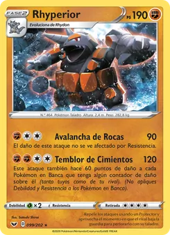 Carta Rhyperior de la expansión Espada y Escudo, número 99/202