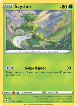 Carta Scyther de la expansión Resplandor Astral, número 005/189