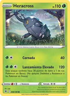 Carta Heracross de la expansión Resplandor Astral, número 008/189