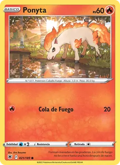 Carta Ponyta de la expansión Resplandor Astral, número 021/189
