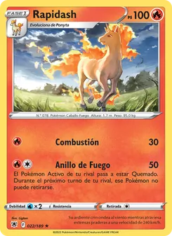 Carta Rapidash de la expansión Resplandor Astral, número 022/189