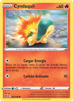 Carta Cyndaquil de la expansión Resplandor Astral, número 023/189