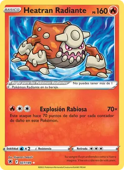 Carta Heatran Radiante de la expansión Resplandor Astral, número 027/189