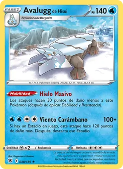 Carta Avalugg de Hisui de la expansión Resplandor Astral, número 048/189