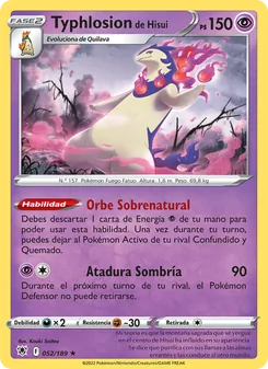 Carta Typhlosion de Hisui de la expansión Resplandor Astral, número 052/189