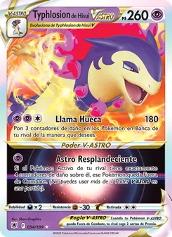 Carta Typhlosion de Hisui V-ASTRO de la expansión Resplandor Astral, número 054/189