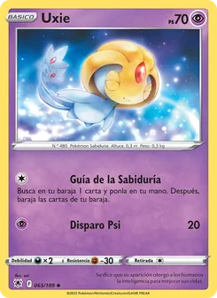 Carta Uxie de la expansión Resplandor Astral, número 065/189