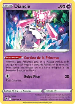 Carta Diancie de la expansión Resplandor Astral, número 068/189