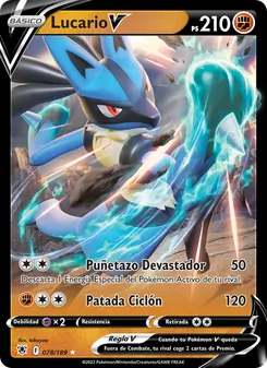 Carta Lucario V de la expansión Resplandor Astral, número 078/189