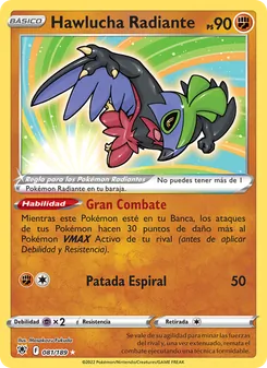 Carta Hawlucha Radiante de la expansión Resplandor Astral, número 081/189