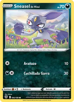 Carta Sneasel de Hisui de la expansión Resplandor Astral, número 092/189