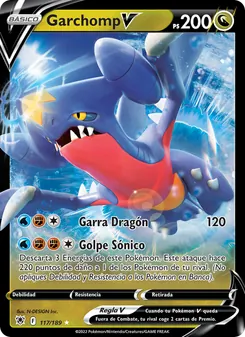 Carta Garchomp V de la expansión Resplandor Astral, número 117/189