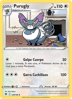 Carta Purugly de la expansión Resplandor Astral, número 128/189