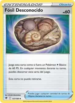 Carta Fósil Desconocido de la expansión Resplandor Astral, número 157/189