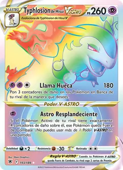Carta Typhlosion de Hisui V-ASTRO de la expansión Resplandor Astral, número 193/189