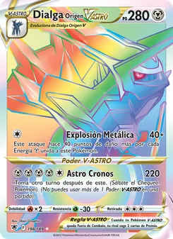 Carta Dialga Origen V-ASTRO de la expansión Resplandor Astral, número 198/189