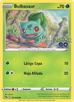 Carta Bulbasaur de la expansión Pokémon GO, número 001/78