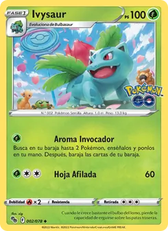 Carta Ivysaur de la expansión Pokémon GO, número 002/78