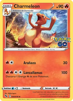 Carta Charmeleon de la expansión Pokémon GO, número 009/78