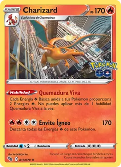 Carta Charizard de la expansión Pokémon GO, número 010/78