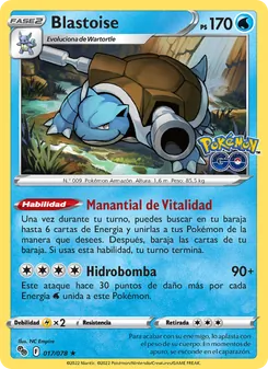 Carta Blastoise de la expansión Pokémon GO, número 017/78