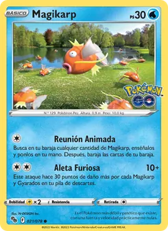 Carta Magikarp de la expansión Pokémon GO, número 021/78