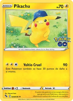 Carta Pikachu de la expansión Pokémon GO, número 028/78
