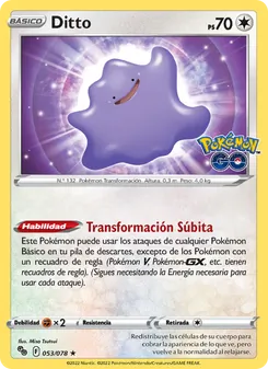 Carta Ditto de la expansión Pokémon GO, número 053/78